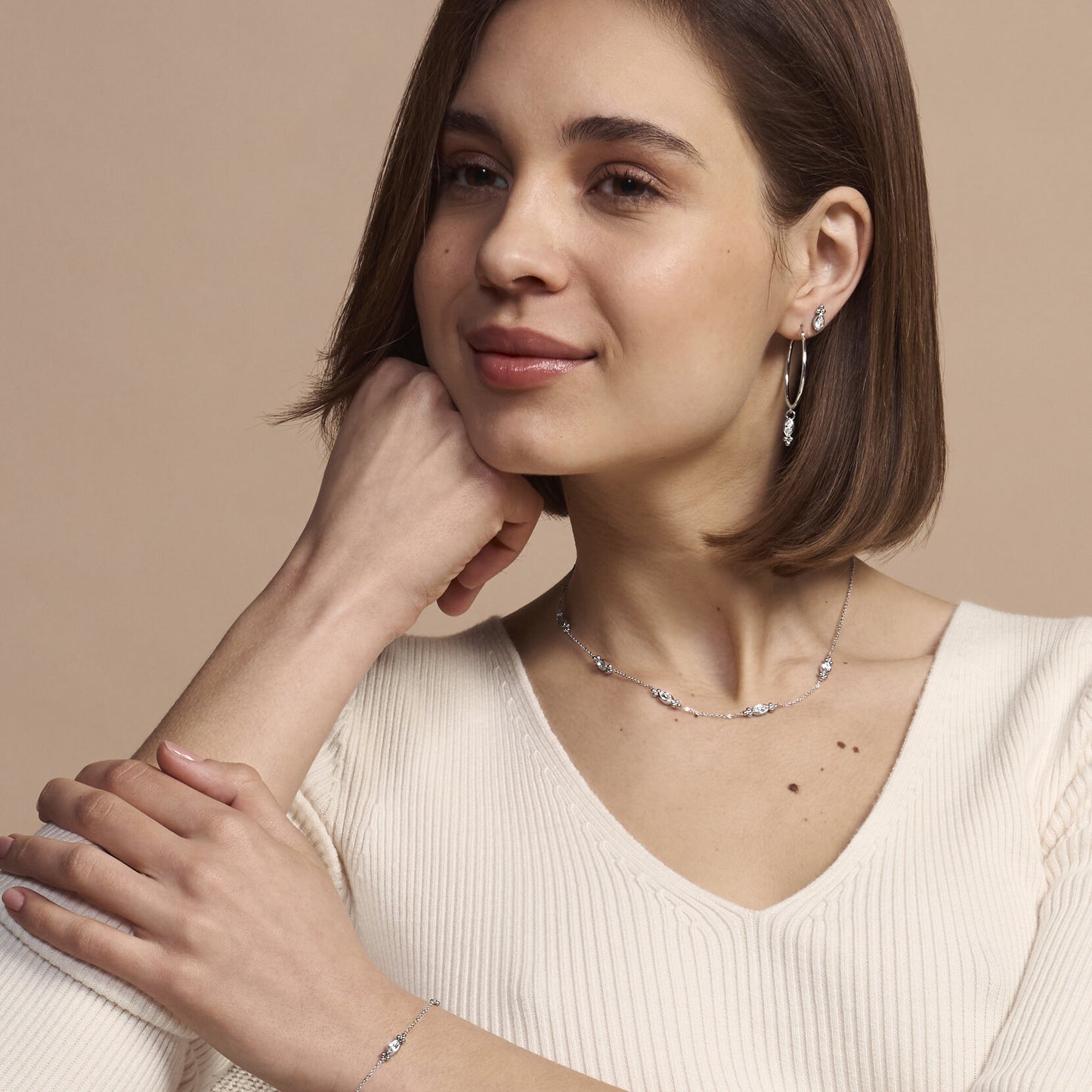 Olivia Burton Classic Dainty Silver Tone Hoop Earrings
