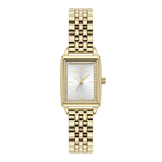 Olivia Burton Townhouse 21mm Rectangle White & Gold Bracelet Watch