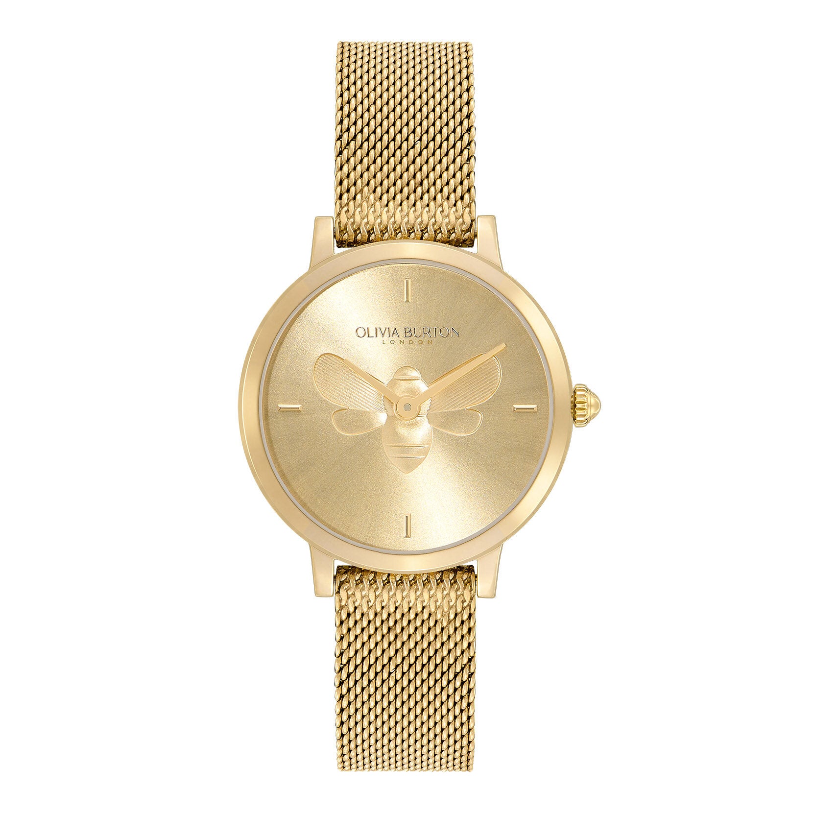 Olivia Burton Signature 28mm Bee Ultra Slim Gold Mesh Watch