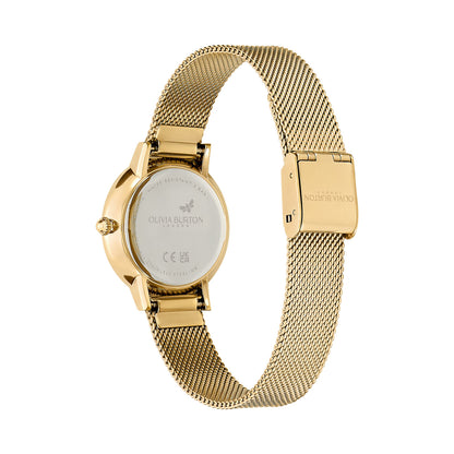 Olivia Burton Signature 28mm Bee Ultra Slim Gold Mesh Watch