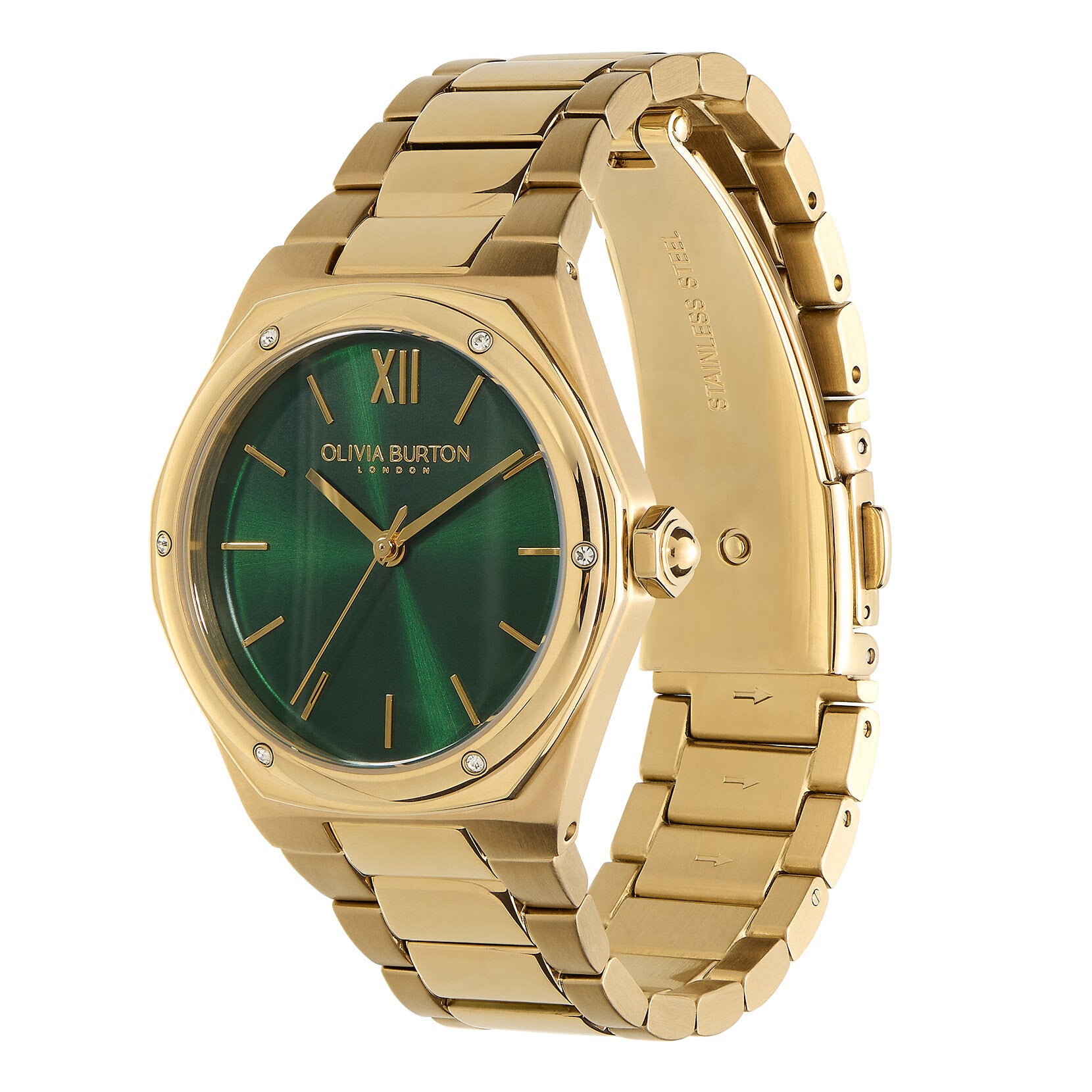 Olivia Burton Sports Luxe 33mm Hexa Green & Gold Bracelet Watch