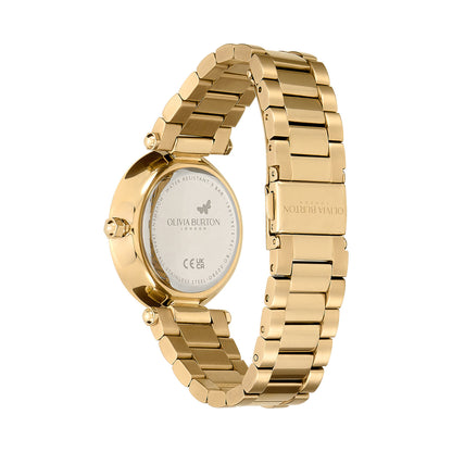 Olivia Burton Signature 34mm Floral T-Bar Green & Gold Bracelet Watch