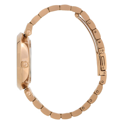 Olivia Burton Signature 34mm Floral T-Bar Grey & Carnation Gold Bracelet Watch