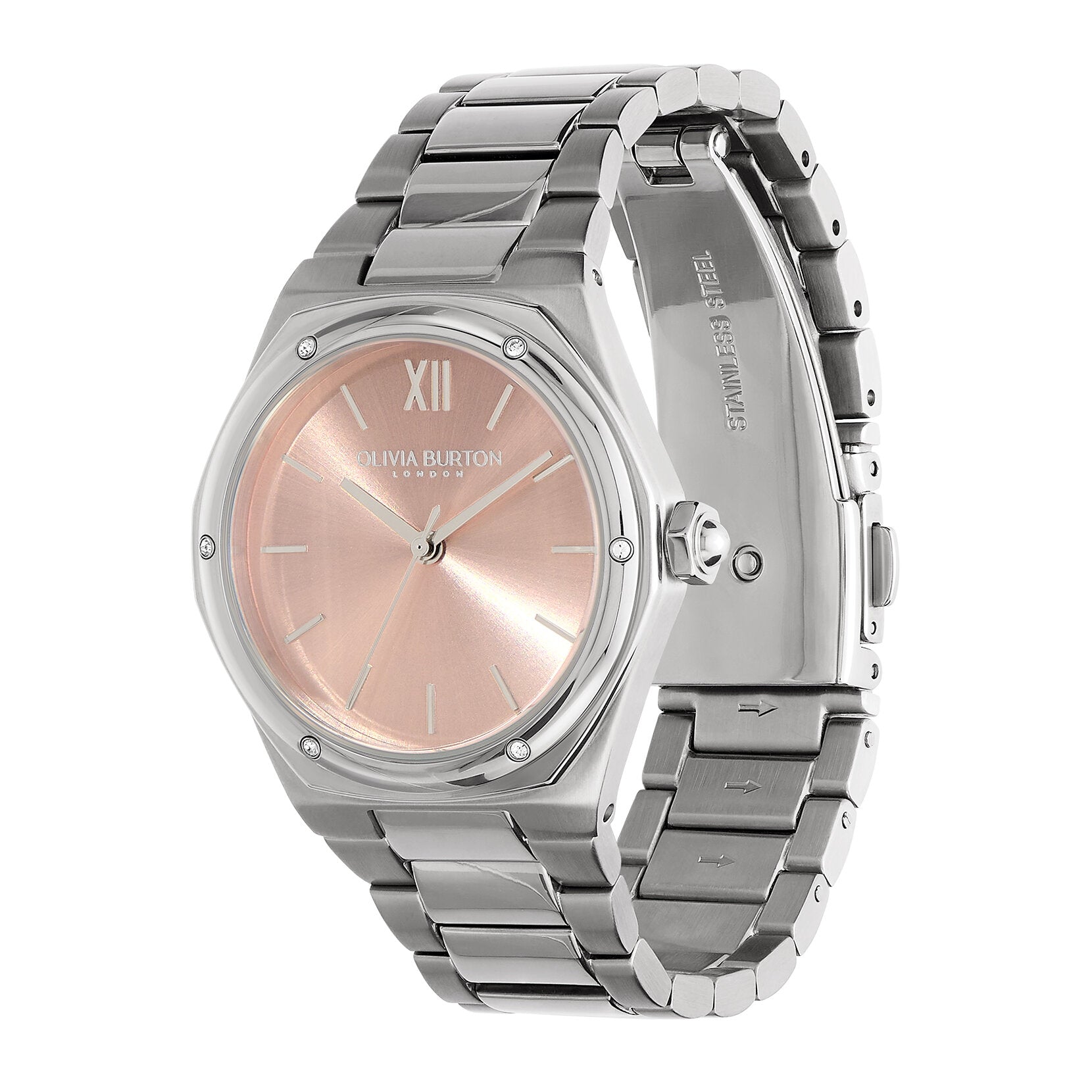 Olivia Burton Sports Luxe 33mm Hexa Blush & Silver Bracelet Watch