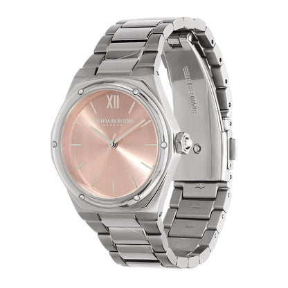 Olivia Burton Sports Luxe 33mm Hexa Blush & Silver Bracelet Watch