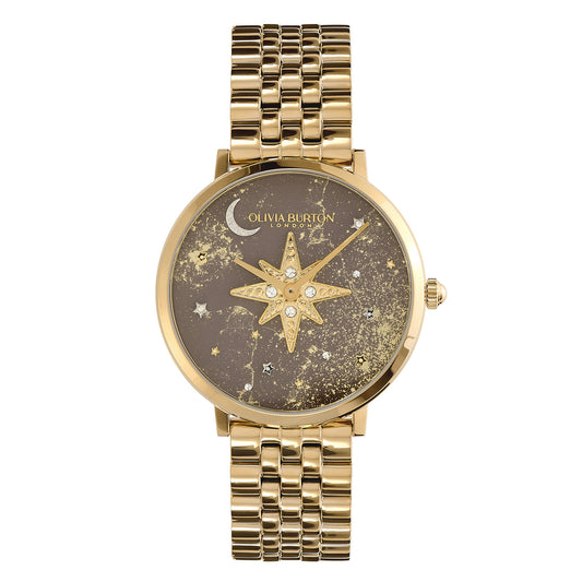 Olivia Burton Celestial 35mm Nova Slim Mushroom & Gold Bracelet Watch