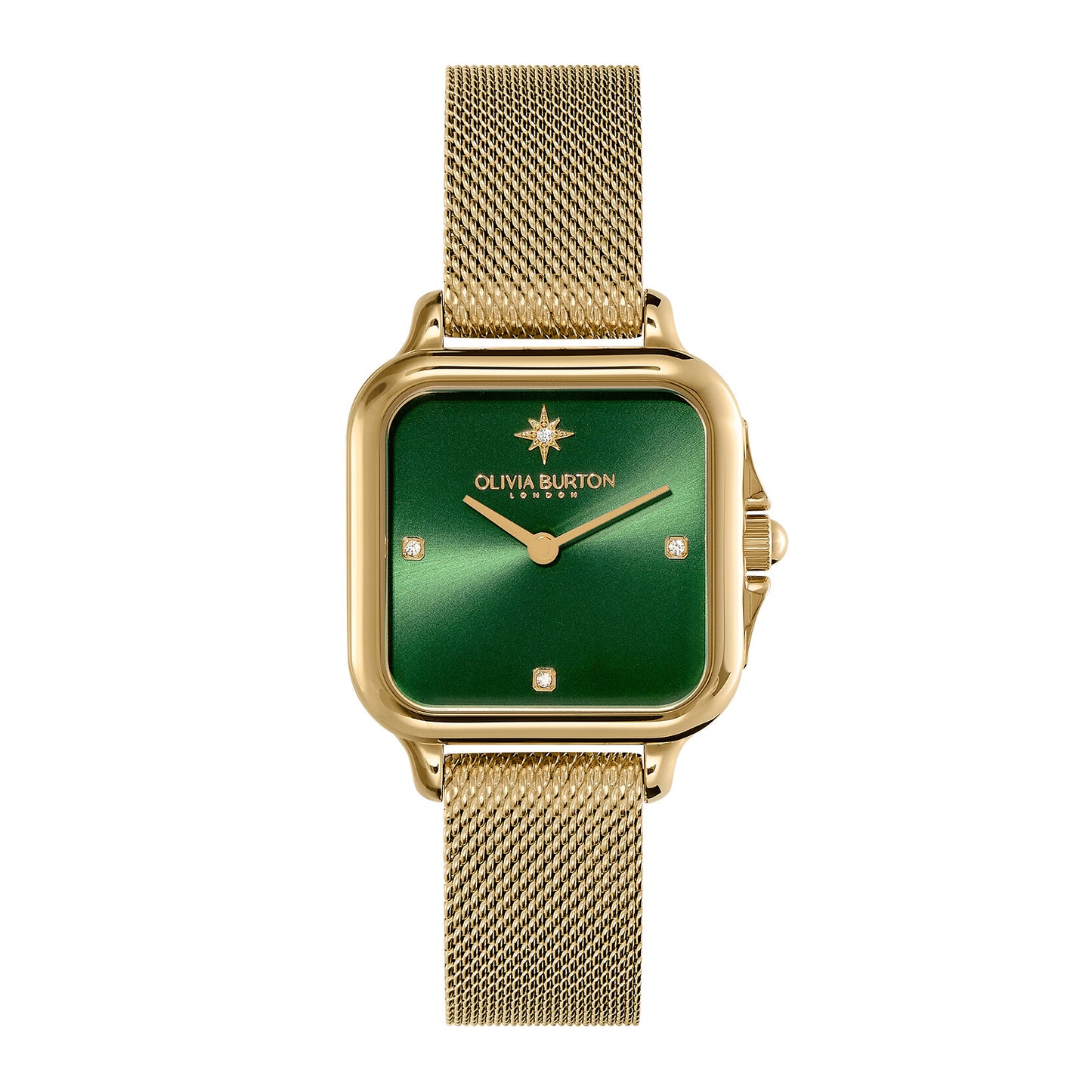 Olivia Burton Classic 28mm Grosvenor Green & Gold Mesh Watch