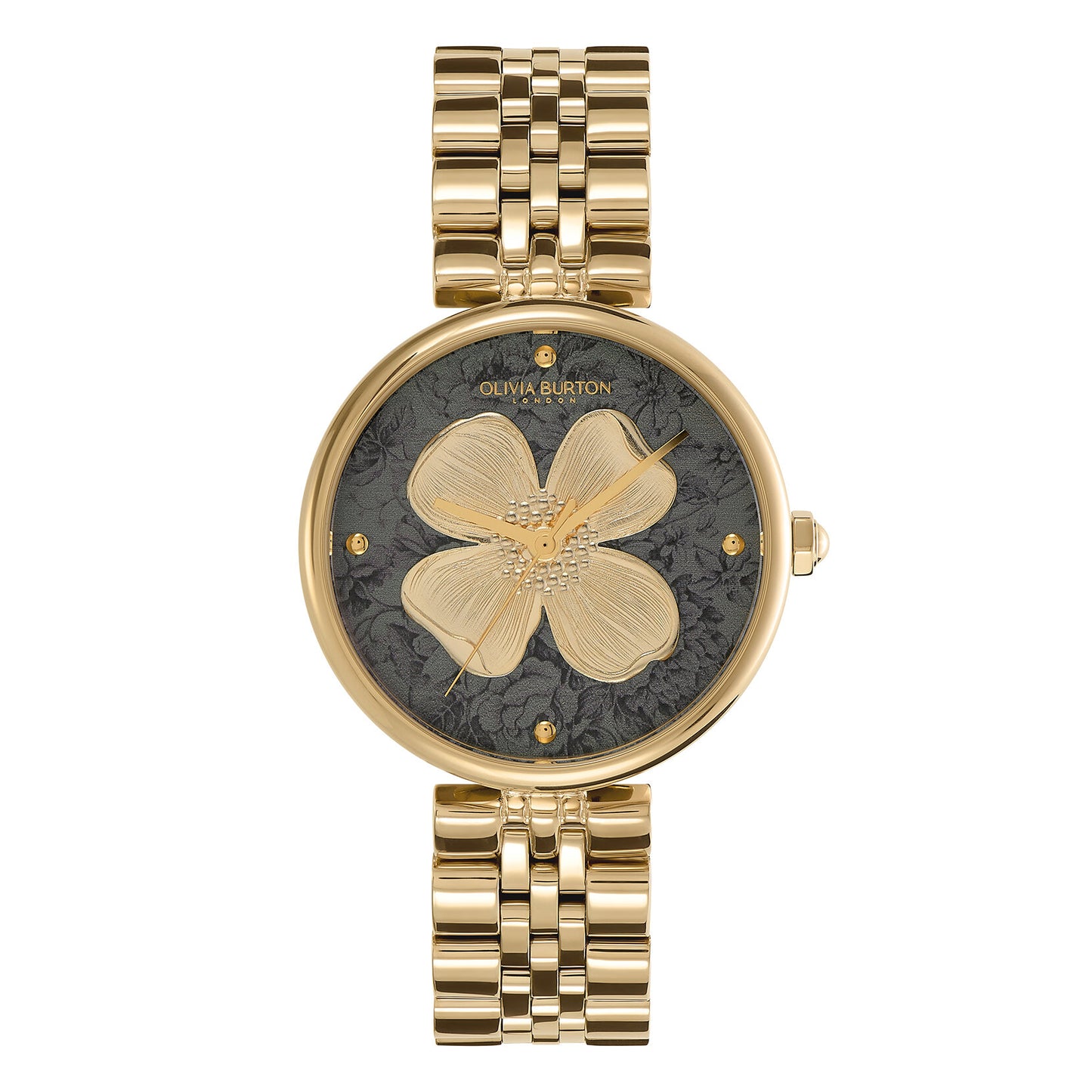 Olivia Burton Signature 36mm Dogwood T-Bar Black & Gold Bracelet Watch