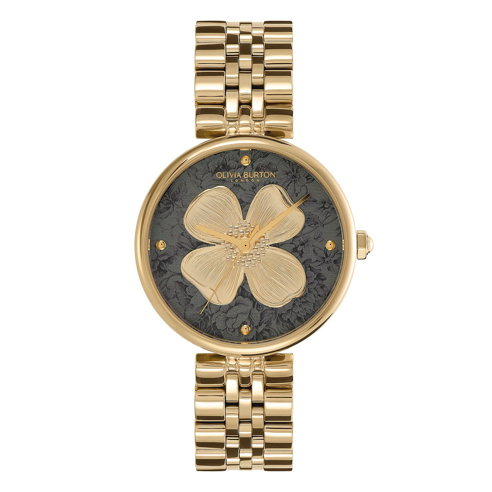 Olivia Burton Signature 36mm Dogwood T-Bar Black & Gold Bracelet Watch