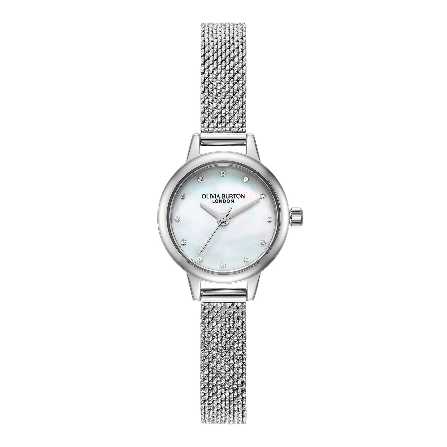Olivia Burton Classic 23mm Mini White & Silver Mesh Watch