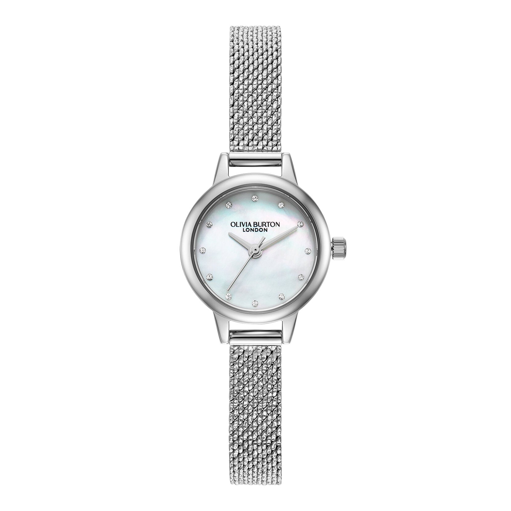Olivia Burton Classic 23mm Mini White & Silver Mesh Watch