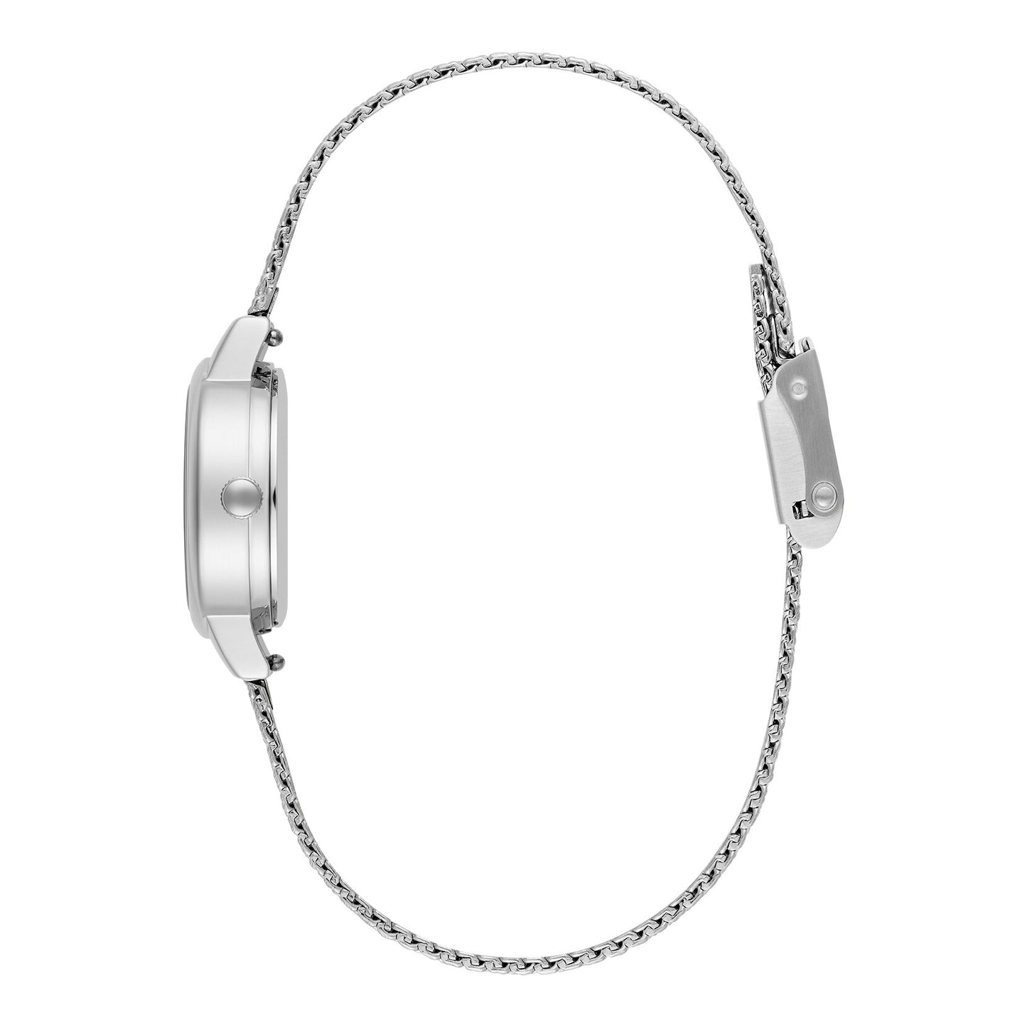 Olivia Burton Classic 23mm Mini White & Silver Mesh Watch