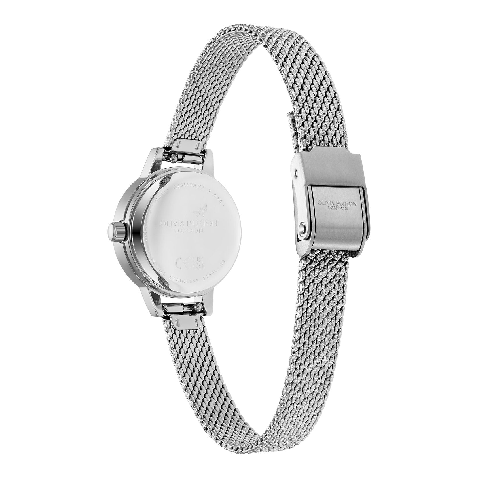 Olivia Burton Classic 23mm Mini White & Silver Mesh Watch