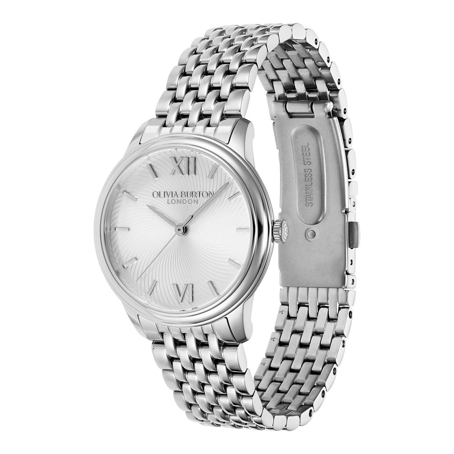 Olivia Burton Classic 32mm Swirl Silver Bracelet Watch