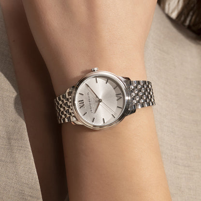 Olivia Burton Classic 32mm Swirl Silver Bracelet Watch