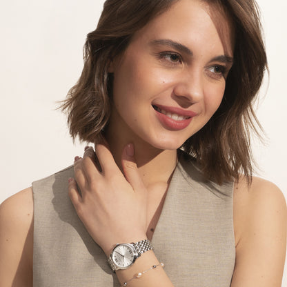 Olivia Burton Classic 32mm Swirl Silver Bracelet Watch