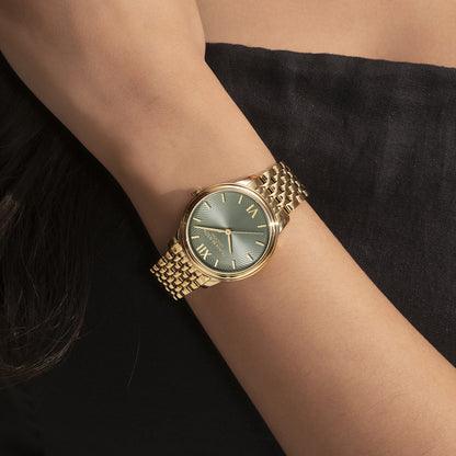 Olivia Burton Classic 32mm Swirl Sage Green & Gold Bracelet Watch