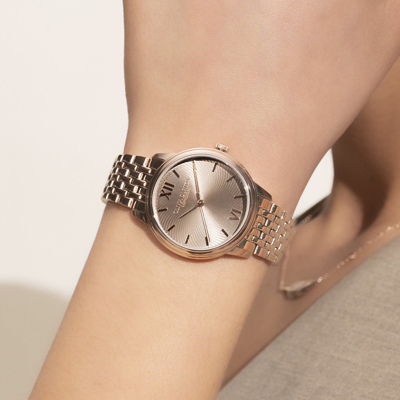 Olivia Burton Classic 32mm Swirl Mushroom & Rose Gold Bracelet Watch