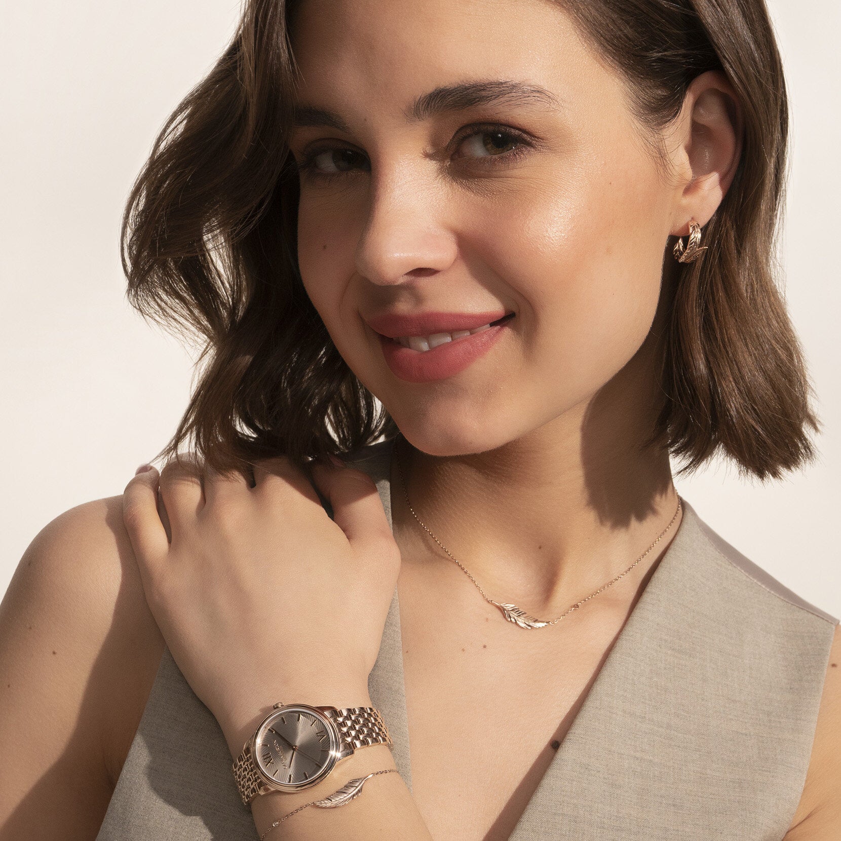 Olivia Burton Classic 32mm Swirl Mushroom & Rose Gold Bracelet Watch