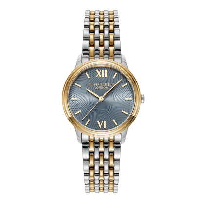 Olivia Burton Classic 32mm Swirl Chalk Blue & Two Tone Bracelet Watch