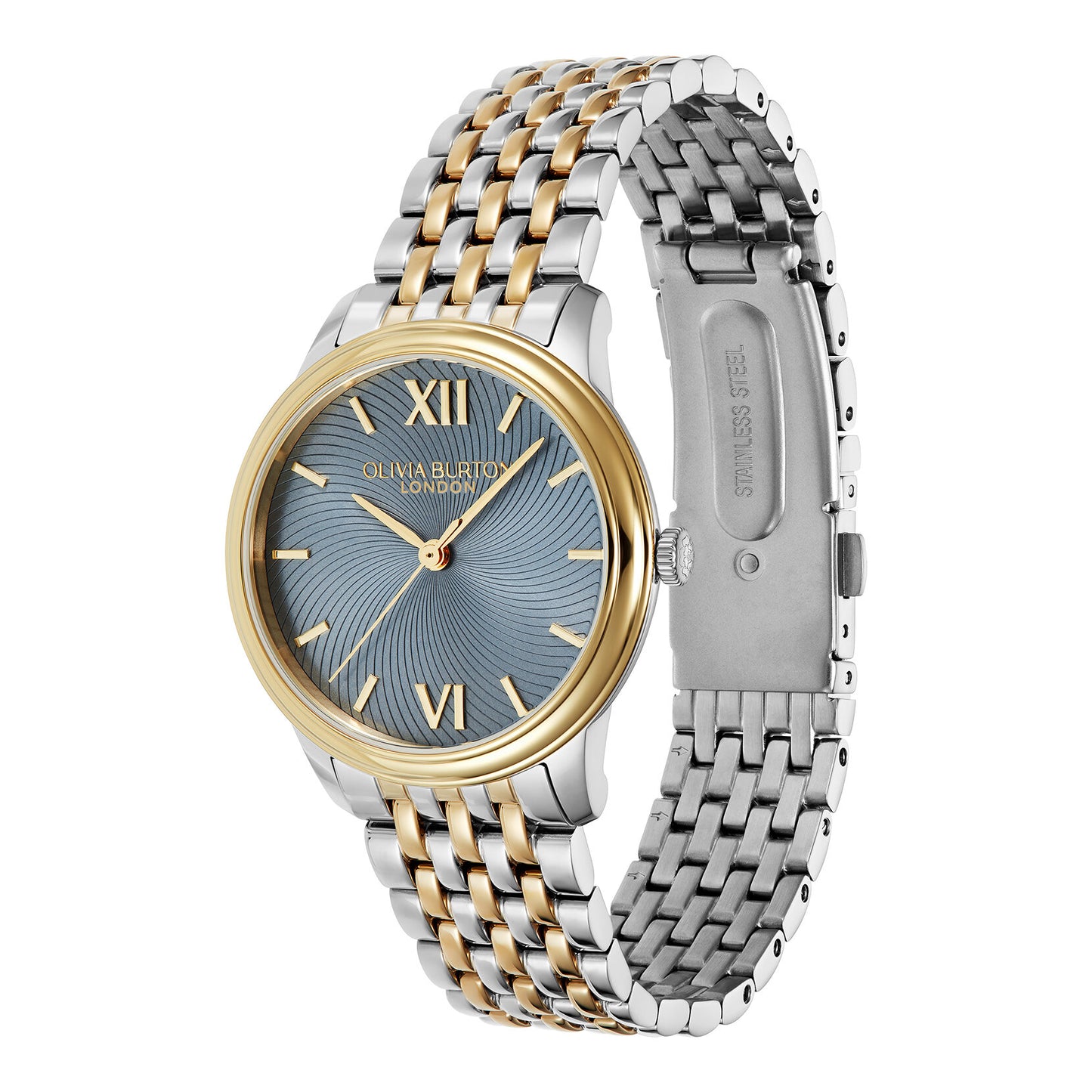 Olivia Burton Classic 32mm Swirl Chalk Blue & Two Tone Bracelet Watch