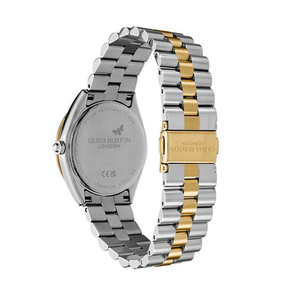 Olivia Burton Sports Luxe 34mm Bejewelled Forest Green & Two Tone Bracelet Watch