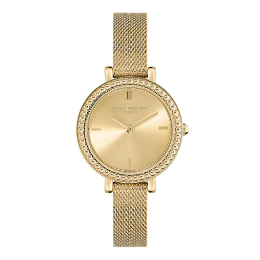 Olivia Burton Classic 30mm Vintage Bead Gold Mesh Watch