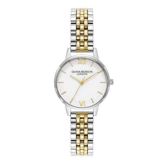 Olivia Burton Classic 30mm White & Two Tone Bracelet Watch