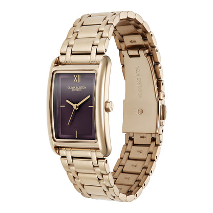Olivia Burton Classic 23mm Grove Midnight Plum & Rose Gold Bracelet Watch
