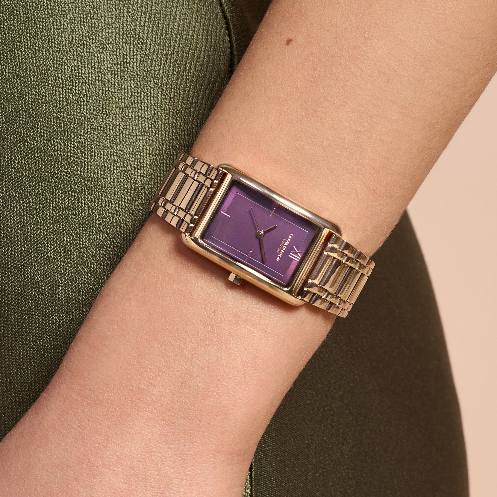 Olivia Burton Classic 23mm Grove Midnight Plum & Rose Gold Bracelet Watch