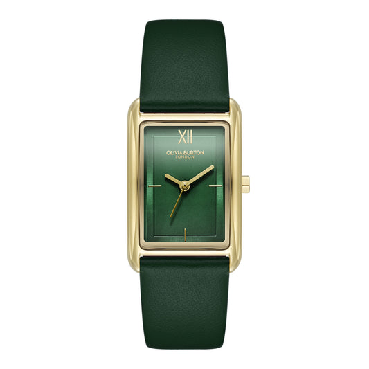 Olivia Burton Classic 23mm Grove Gold & Forest Green Leather Strap Watch