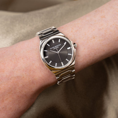 Olivia Burton Sports Luxe 34mm Lustre Onyx & Silver Bracelet Watch