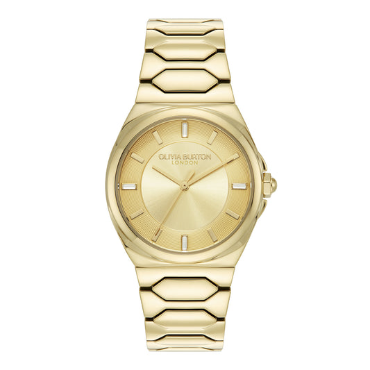 Olivia Burton Sports Luxe 34mm Lustre Champagne & Gold Bracelet Watch