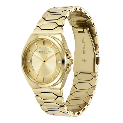 Olivia Burton Sports Luxe 34mm Lustre Champagne & Gold Bracelet Watch