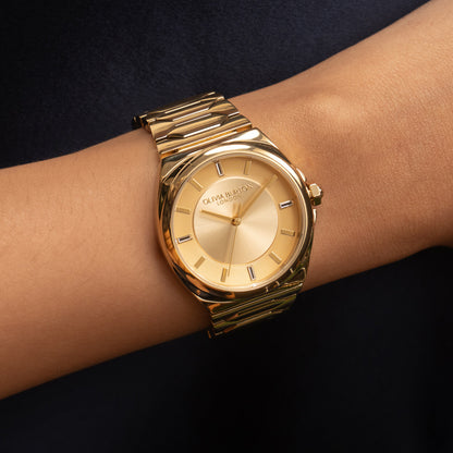 Olivia Burton Sports Luxe 34mm Lustre Champagne & Gold Bracelet Watch