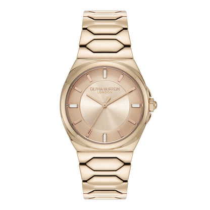 Olivia Burton Sports Luxe 34mm Lustre Carnation & Rose Gold Bracelet Watch
