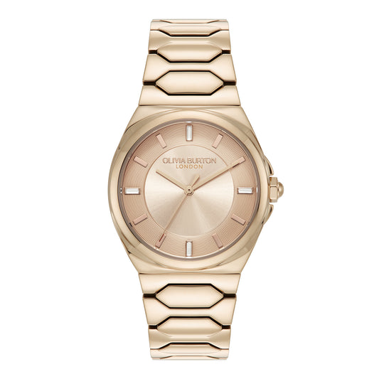 Olivia Burton Sports Luxe 34mm Lustre Carnation & Rose Gold Bracelet Watch