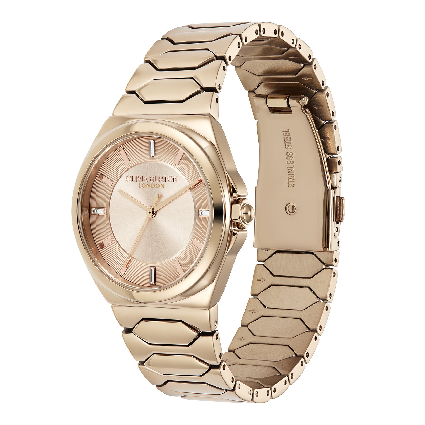 Olivia Burton Sports Luxe 34mm Lustre Carnation & Rose Gold Bracelet Watch