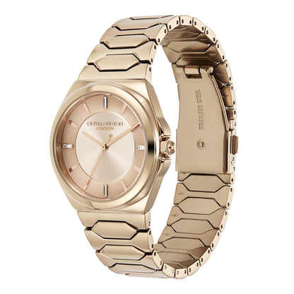 Olivia Burton Sports Luxe 34mm Lustre Carnation & Rose Gold Bracelet Watch