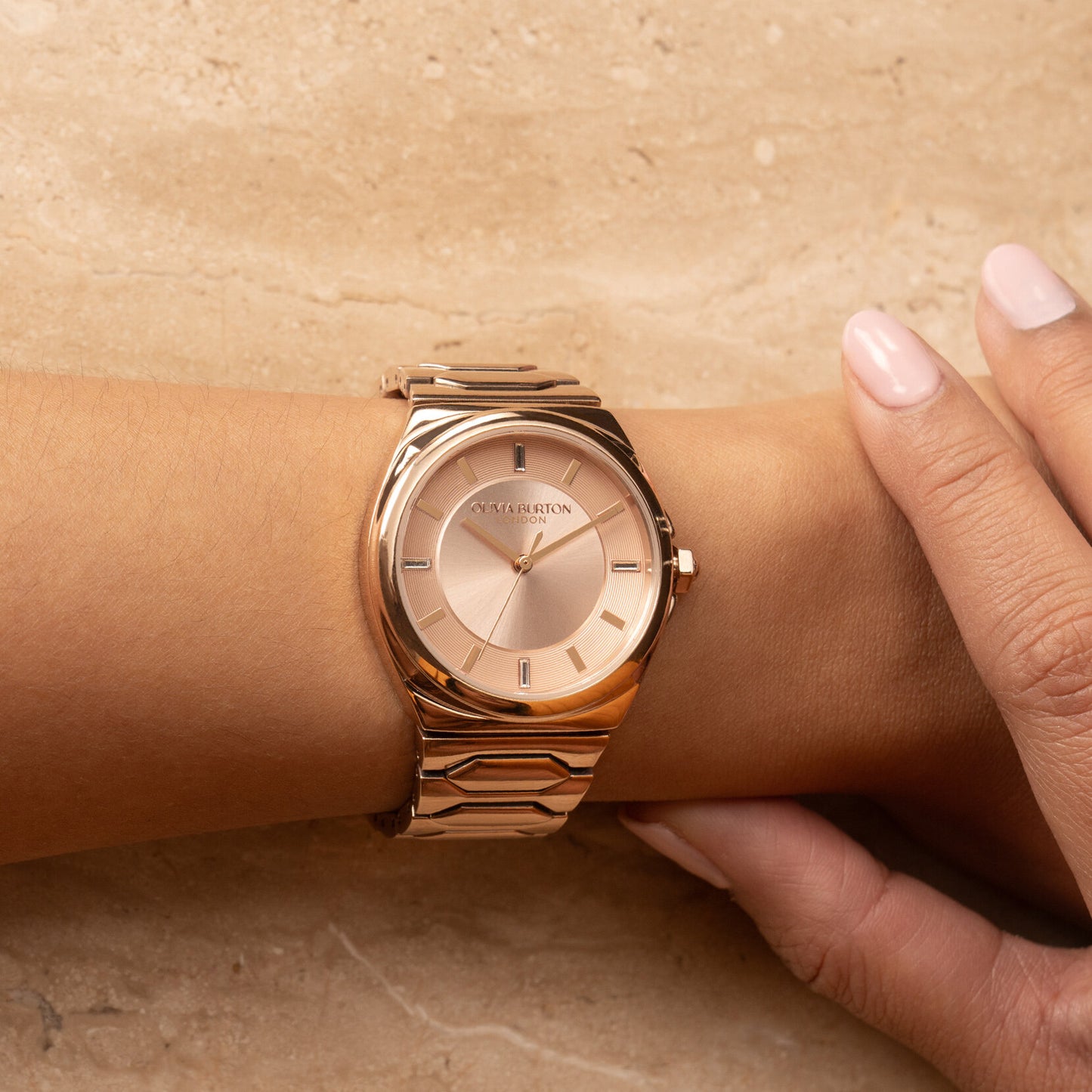 Olivia Burton Sports Luxe 34mm Lustre Carnation & Rose Gold Bracelet Watch