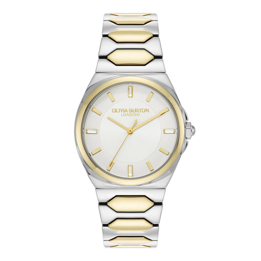 Olivia Burton Sports Luxe 34mm Lustre Ivory & Two Tone Bracelet Watch
