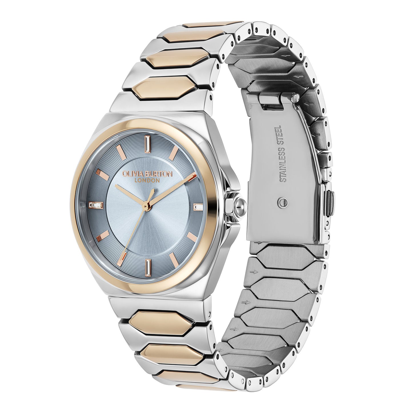 Olivia Burton Sports Luxe 34mm Lustre Chalk Blue & Two Tone Bracelet Watch