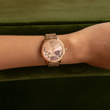 Olivia Burton Signature 36mm Vintage Floral Rose Gold Bracelet Watch