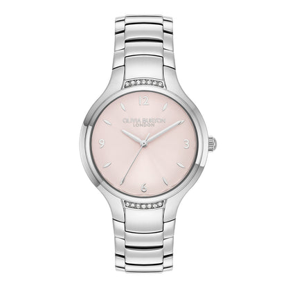 Olivia Burton Classic 34mm Lea Light Blush & Silver Bracelet Watch