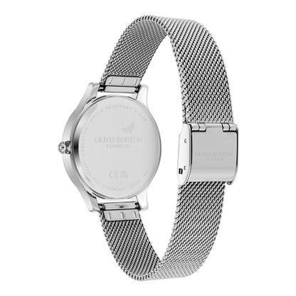 Olivia Burton Classic 30mm Wonderlust White & Silver Mesh Watch