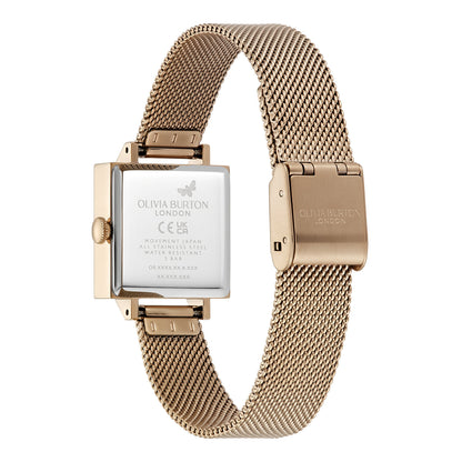Olivia Burton Signature 23mm Lucky Bee Black & Rose Gold Mesh Watch