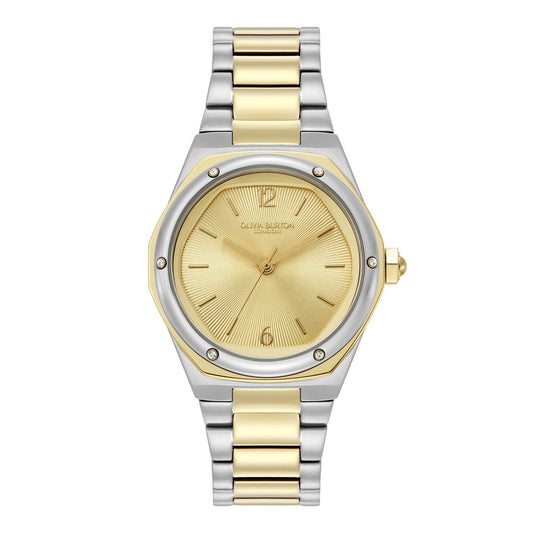 Olivia Burton Sports Luxe 33mm Hexa Gold & Two Tone Bracelet Watch
