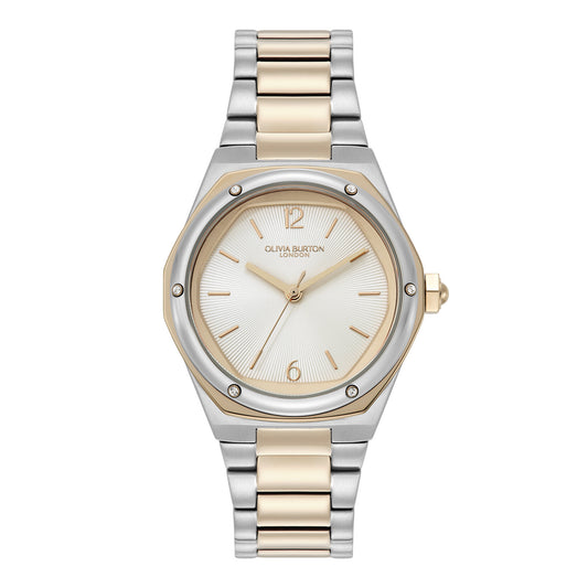 Olivia Burton Sports Luxe 33mm Hexa White & Two Tone Bracelet Watch