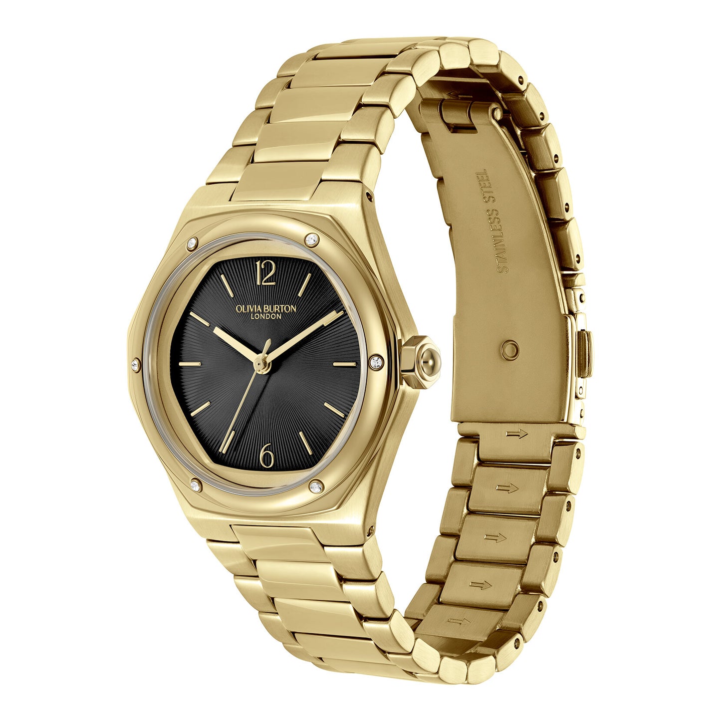 Olivia Burton Sports Luxe 33mm Hexa Black & Gold Bracelet Watch