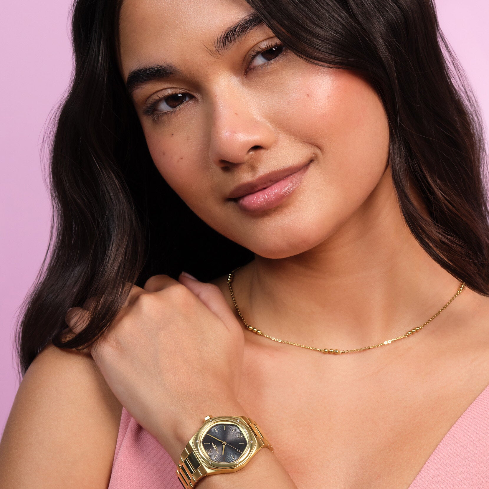 Olivia Burton Sports Luxe 33mm Hexa Black & Gold Bracelet Watch